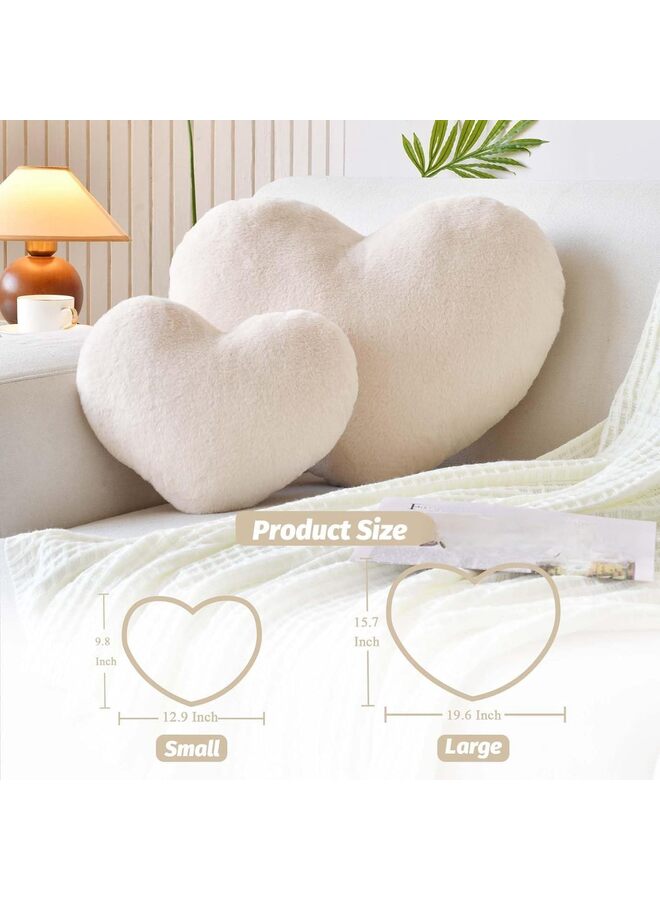 Soft Heart Shaped Pillows, Cute Pillow, 19.6"x15.7" Heart Plush Cushion, Faux Rabbit Fur Room Decor Throw Pillow for Couch Bed Women Valentine's Day Xmas Gift (Color : White) - Image 2