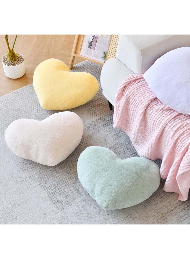 Soft Heart Shaped Pillows, Cute Pillow, 19.6"x15.7" Heart Plush Cushion, Faux Rabbit Fur Room Decor Throw Pillow for Couch Bed Women Valentine's Day Xmas Gift (Color : White) - Image 4