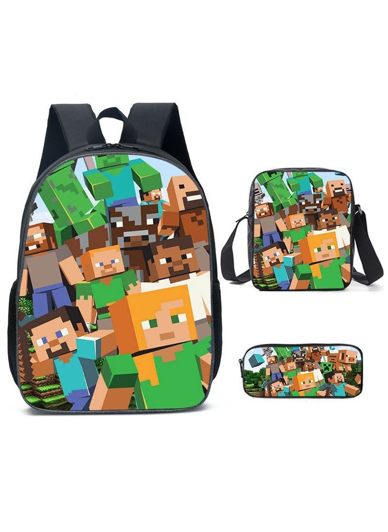 MINECRAFT My World Cartoon Student Backpack Three-piece Set 29*42*16cm 