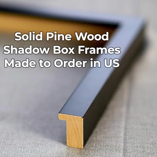The Simple Things 20x20 Shadow Black Box Display Frame with White Acid-Free Backing UV Acrylic & Hanging Hardware - with 3/4" Usable Depth - Great Magazine Display Solid Wood Frame Shadowbox - Image 3