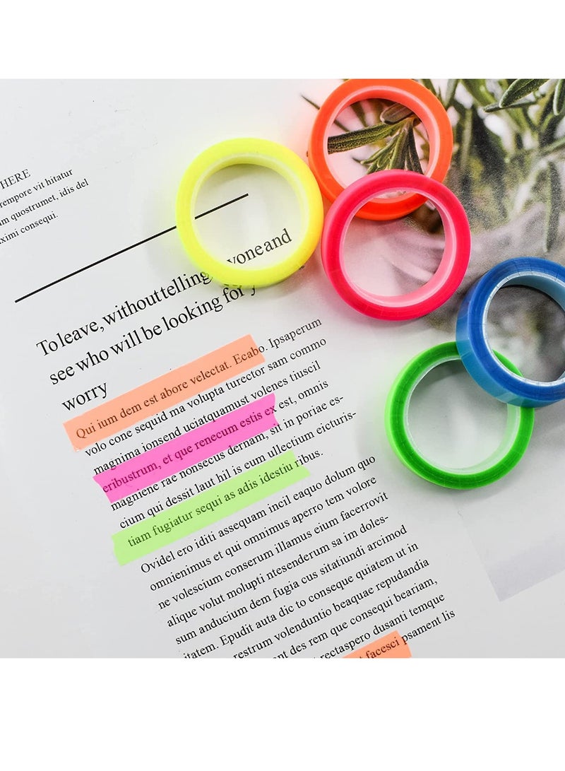 Peachjoy 10 Rolls Highlighter Tapes, 0.23inch x 16.4ft Colored Transparent Tape Fluorescent Neon Tape Removable Highlighters for Reading Taking Notes at Class Home Office - Image 2