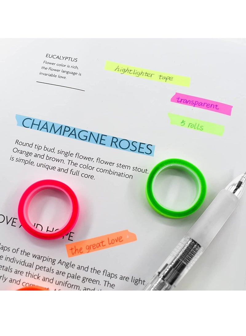 Peachjoy 10 Rolls Highlighter Tapes, 0.23inch x 16.4ft Colored Transparent Tape Fluorescent Neon Tape Removable Highlighters for Reading Taking Notes at Class Home Office - Image 4