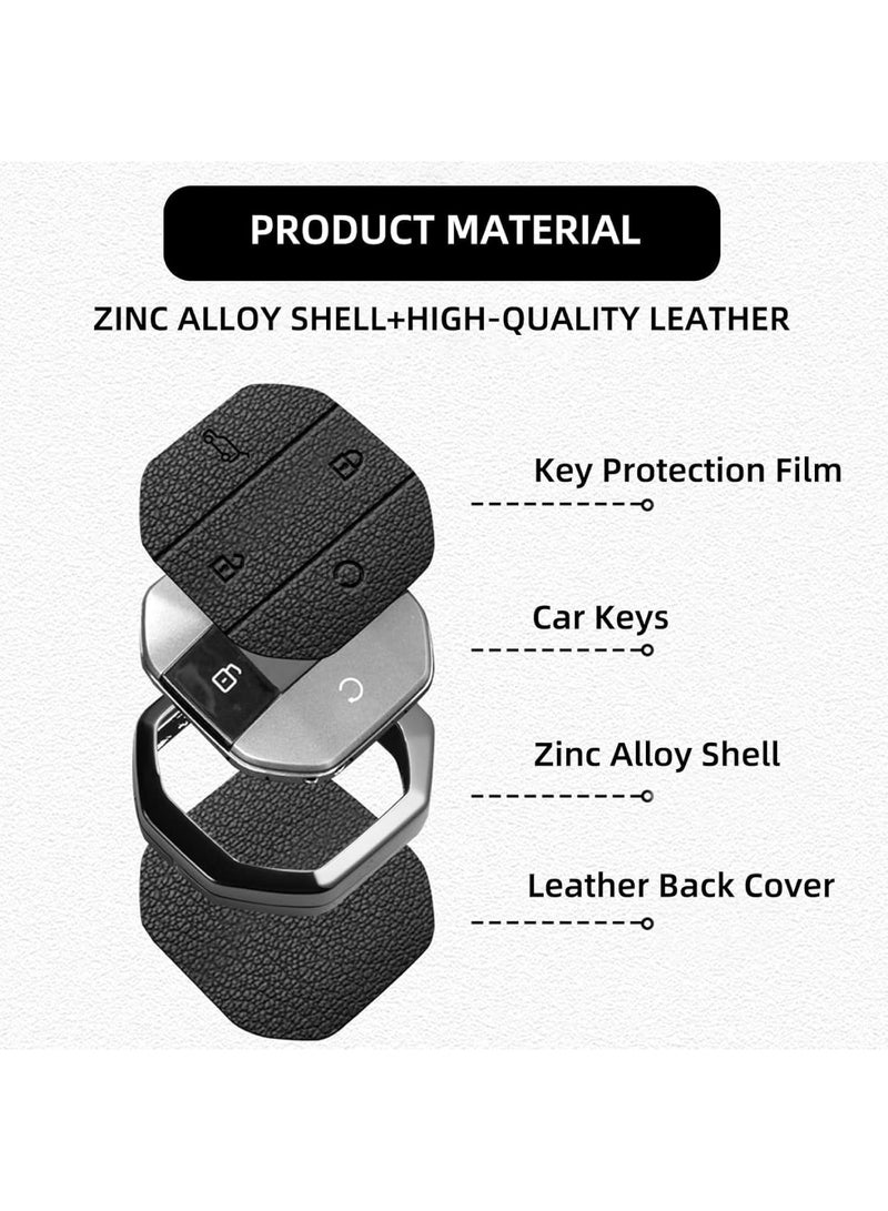 Adando Car Key Shell Case for Jetour G700 2025-2026 Models, Zinc Alloy & PU Protective Smart Key Cover, Full Protection Key Fob Housing (Ring, Black) - Image 4