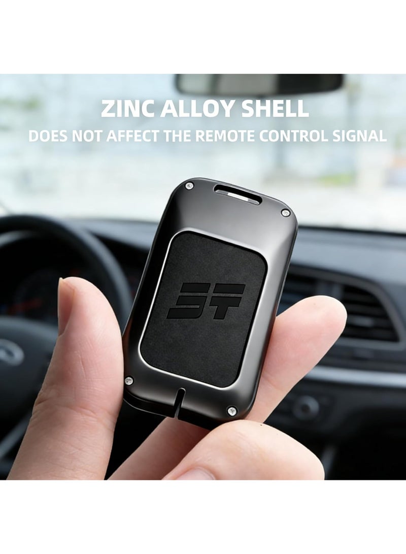 Adando Car Key Shell Case for Jetour G700 2025-2026 Models, Zinc Alloy & PU Protective Smart Key Cover, Full Protection Key Fob Housing (Ring, Black) - Image 2