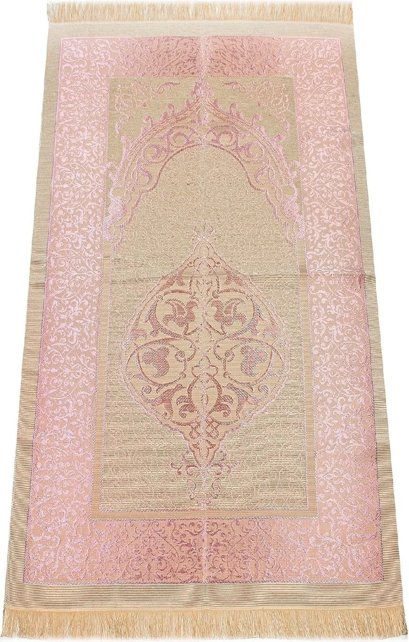 ايهفان اونلاين Prayer Rug Set with Headscarf Suitable for Bundles and Mawlid - With Prayer Beads - Pink