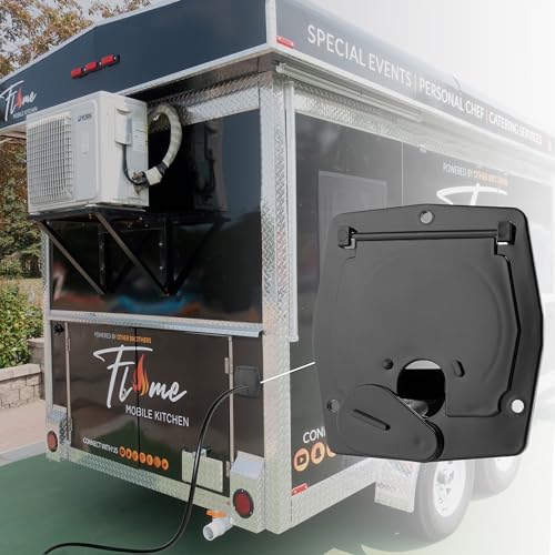 Halotronics RV Square Electrical Cable Hatch for 30 Amp Cords (Black) - Image 2