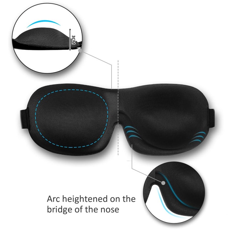 AMAZKER Sleep Mask SleepFun Invisible Alar Deep Orbit 3D Eye Mask Ultra Lightweight & Comfortable Sleeping Mask for Travel, Nap, Shift Works, Black & Blue - Image 2