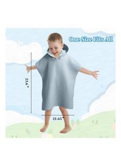 KASTWAVE Hooded Beach Towel for Girl & Boy, Weaved Waffle Texture, Absorbent Lightweight Quick-Dry Poncho Changing Towel, Kids Cover-Up, Bath and Beach Towel with Hood, Green  - Image 4