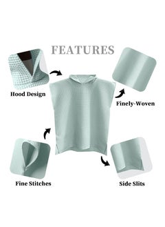 KASTWAVE Hooded Beach Towel for Girl & Boy, Weaved Waffle Texture, Absorbent Lightweight Quick-Dry Poncho Changing Towel, Kids Cover-Up, Bath and Beach Towel with Hood, Green  - Image 5