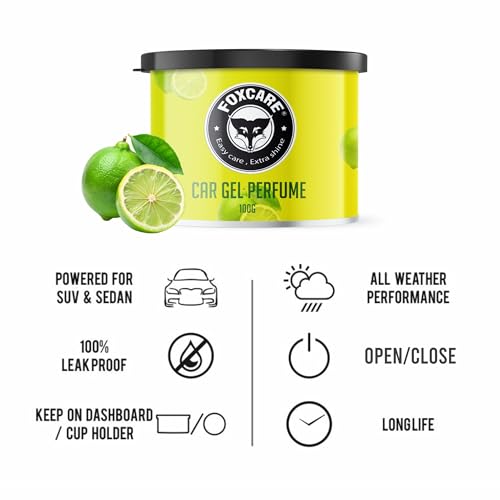 Foxcare Fresh Lemon Gel Perfume 100g | Long Lasting Car Air Freshener Gel | Odor Eliminator for Car Interior Home Office | Fresh Lemon Fragrance Car Perfume | Premium Car Accessories - Image 4