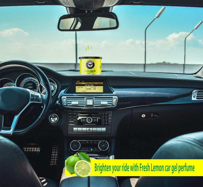 Foxcare Fresh Lemon Gel Perfume 100g | Long Lasting Car Air Freshener Gel | Odor Eliminator for Car Interior Home Office | Fresh Lemon Fragrance Car Perfume | Premium Car Accessories - Image 2