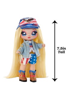 Na! Na! Na! Surprise Glam Series 2 Erika Featherton - Patriotic Eagle-Inspired 7.5" Fashion Doll With Blonde Hair And Metallic Clip-On Eagle Purse, 2-In-1 Gift, Toy For Kids Ages 5 6 7 8+ Years  - Image 5