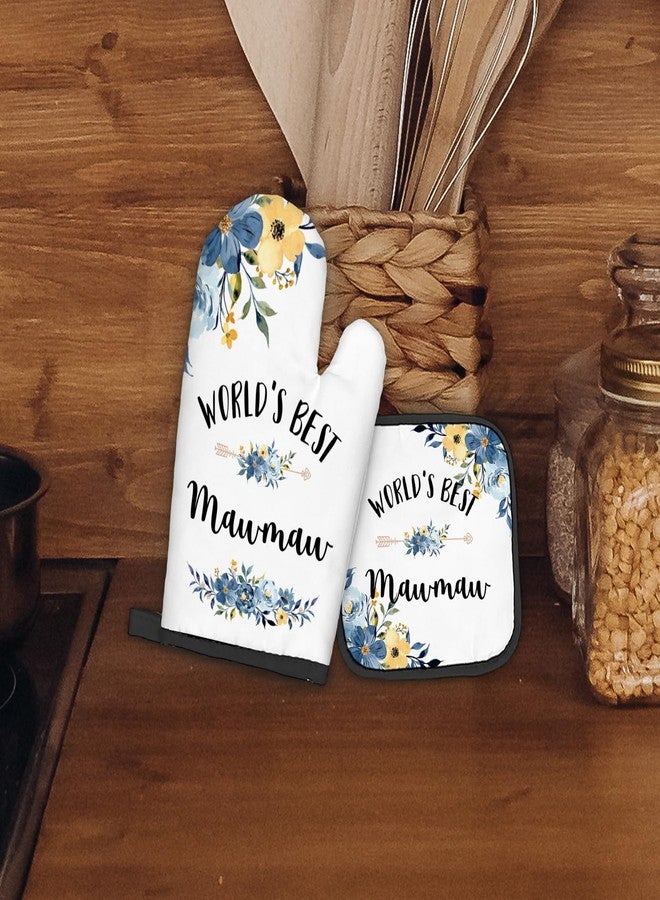 FIicy Mawmaw Gifts Oven Mitts and Pot Holders Sets, Gifts for Mawmaw from Grandkids Kitchen Decor Accessories Sets, World’s Best Mawmaw Heat Resistant Oven Glove Potholders for Kitchen Cooking - Image 3