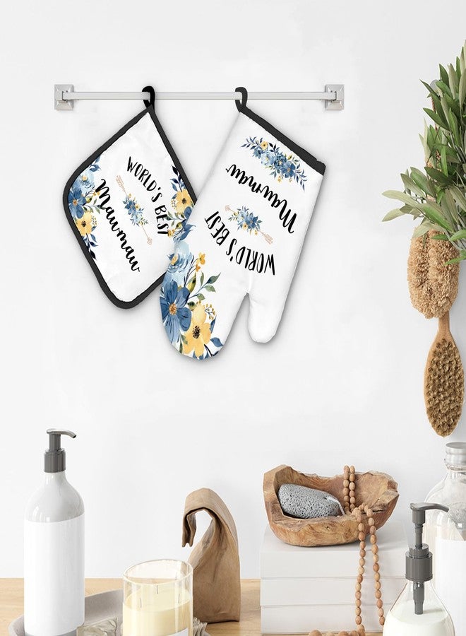 FIicy Mawmaw Gifts Oven Mitts and Pot Holders Sets, Gifts for Mawmaw from Grandkids Kitchen Decor Accessories Sets, World’s Best Mawmaw Heat Resistant Oven Glove Potholders for Kitchen Cooking - Image 5