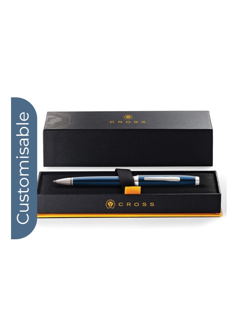 Cross Personalised Cross Coventry Ballpoint Pen – Blue Lacquer Finish with Polished Chrome Appointments, Elegant Luxury Writing Pen with Custom Engraving, Perfect Gift for Business, Graduation & Special Occasions - Image 3