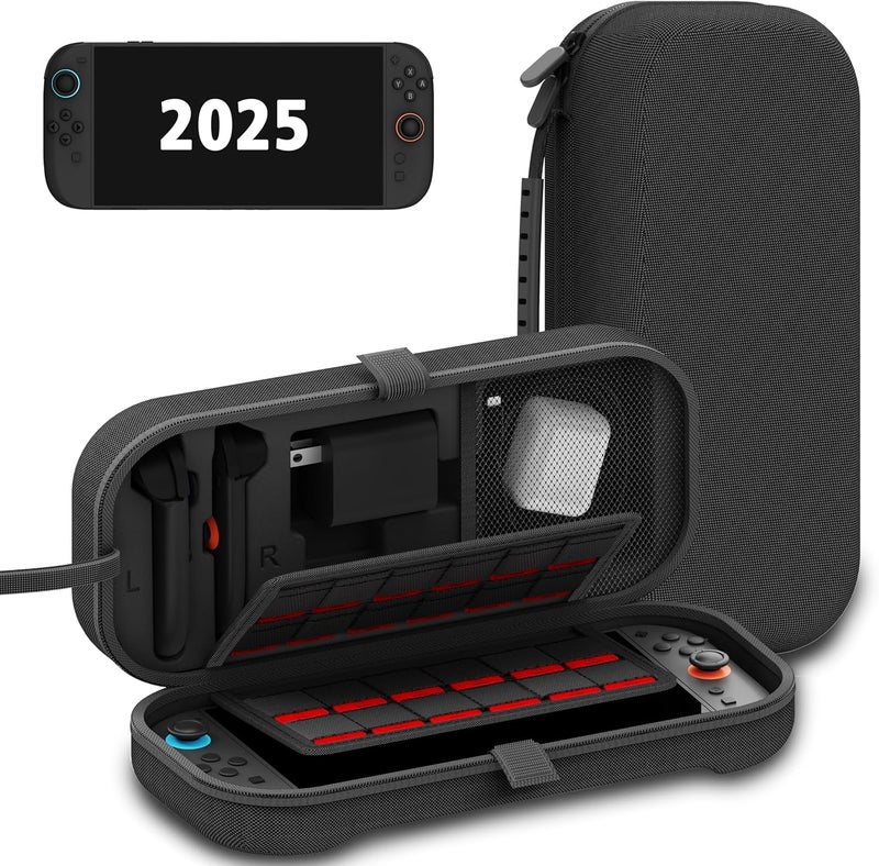 TIKOdirect Carrying Case for Switch2 Mode, Classic Color Travel Bag with 20 Game Card Slots Inner Storage Bag for Switch Console Joy-Con & Accessories, Black - Image 1