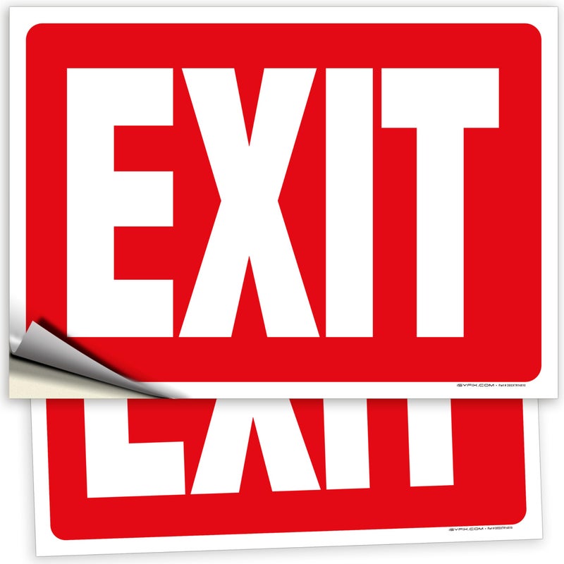 iSYFIX iSYFIX Exit Signs Stickers  2 Pack 14X10 Inch  Premium SelfAdhesive Vinyl Laminated for Ultimate UV Weather Scratch Water and Fade Resistance for Office Buildings Workplace Indoor  Outdoor 