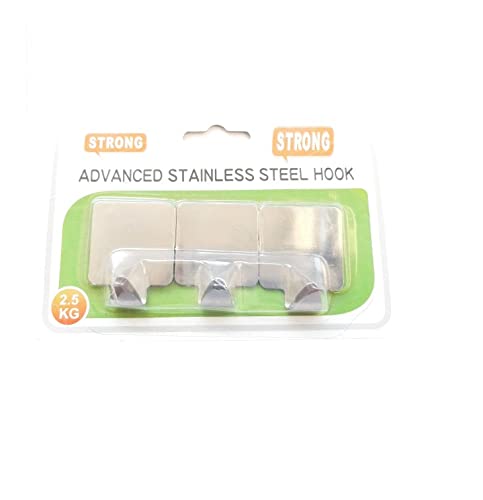 advancedestore Multipurpose Small Square Stainless Steel Adhesive Wall Hooks - Load Capacity Upto 2.5 Kg (Pack of 6)moq - Image 3