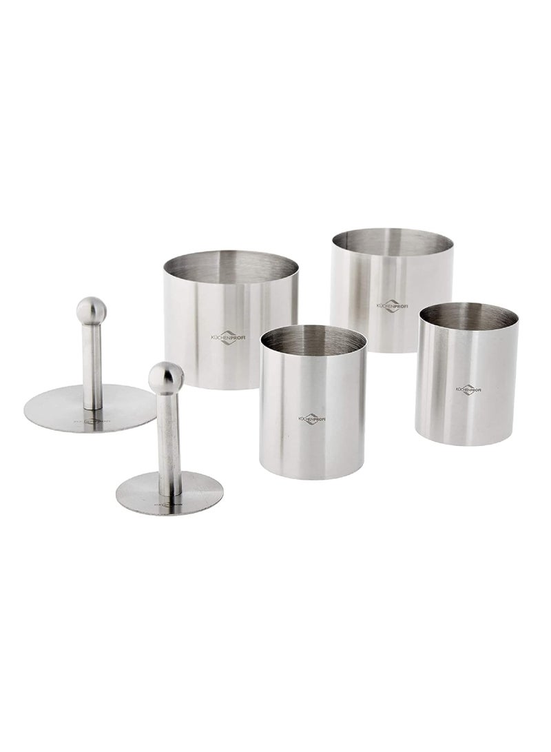 KUCHENPROFI Küchenprofi Stainless Steel 6-Piece Forming Rings with Tamper/Pushers, Silver - Image 1