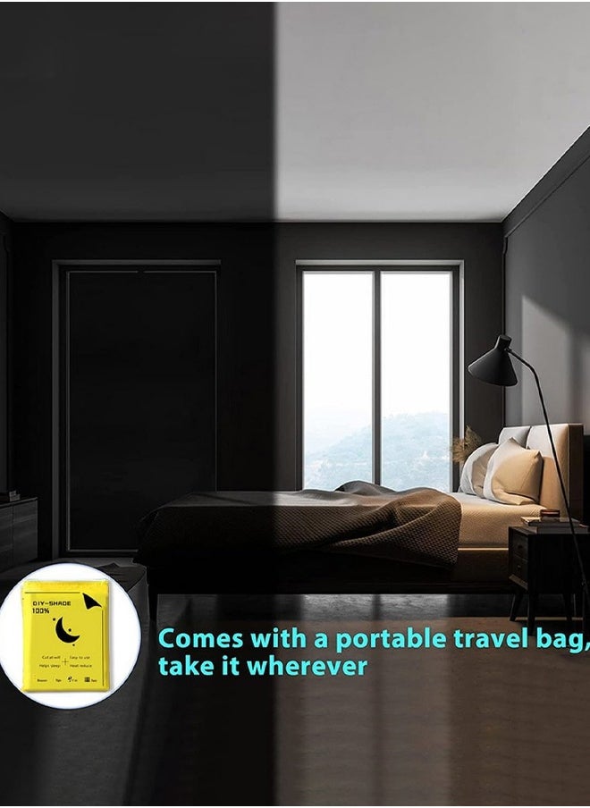 GUDOO - Portable Blackout Curtains With Self  Adhesive Fasteners For Bedroom Nursery and Attic Blackout Curtains Length 200 cm Width 145 cm - Image 1