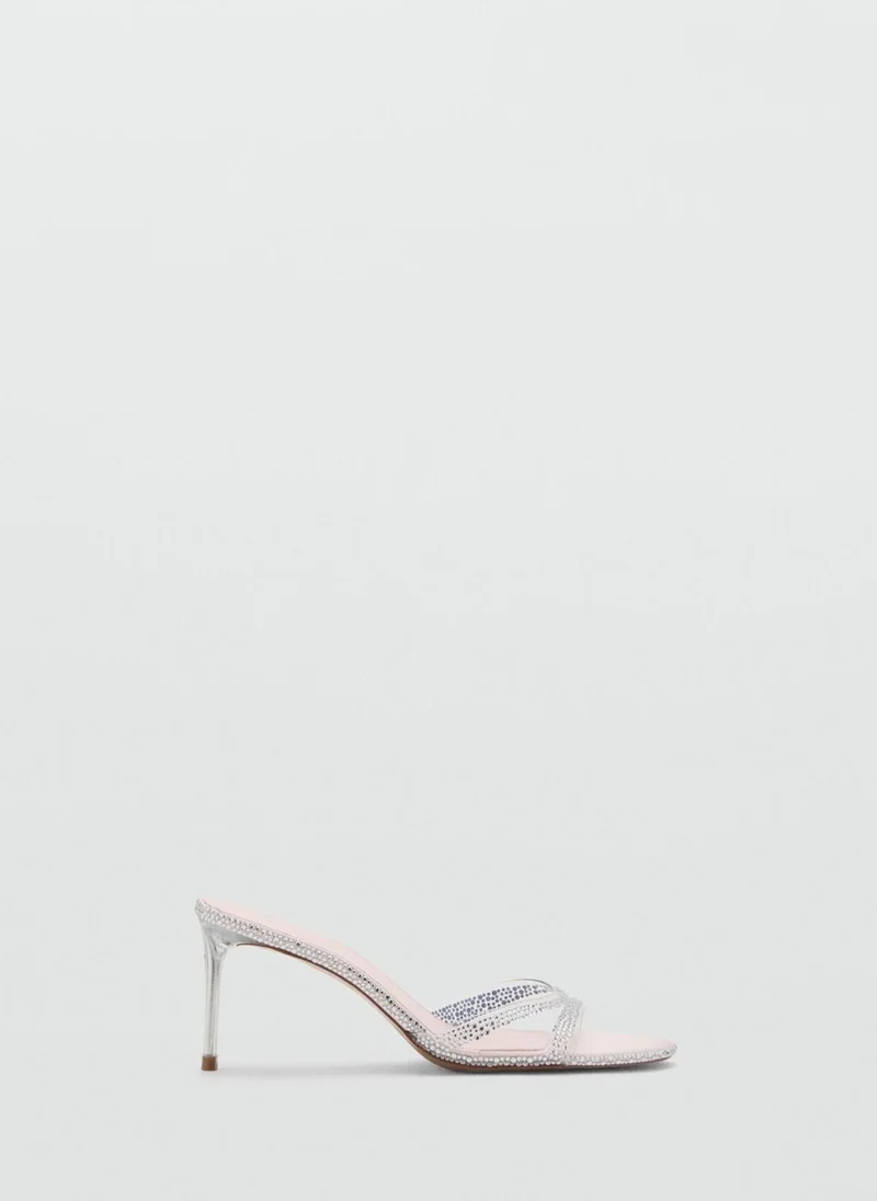 مانجو Heeled sandals with rhinestone straps
