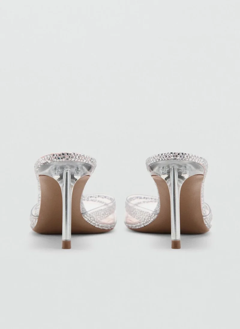 مانجو Heeled sandals with rhinestone straps