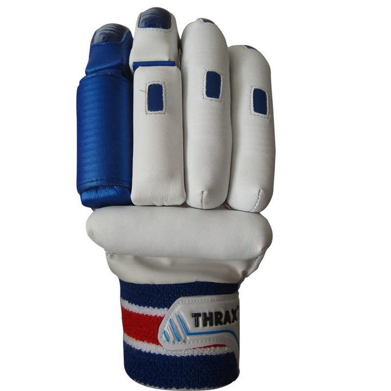 THRAX Leather St 1800 Cricket Batting Gloves White Blue - Image 5