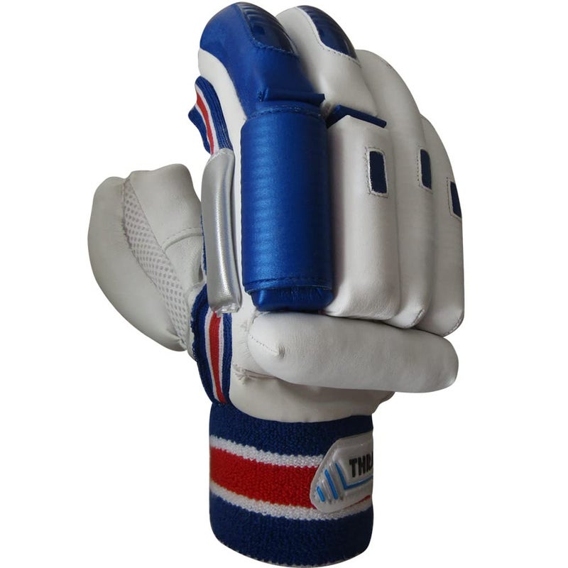 THRAX Leather St 1800 Cricket Batting Gloves White Blue - Image 2