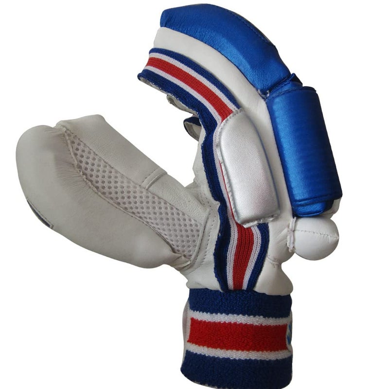 THRAX Leather St 1800 Cricket Batting Gloves White Blue - Image 3