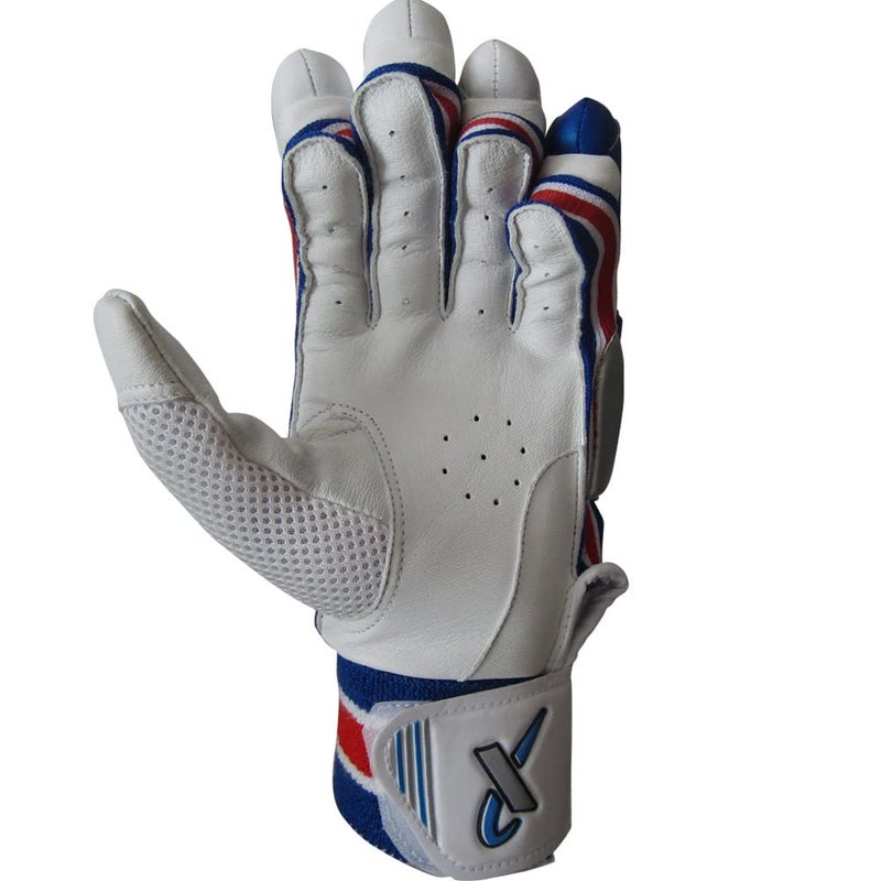 THRAX Leather St 1800 Cricket Batting Gloves White Blue - Image 4