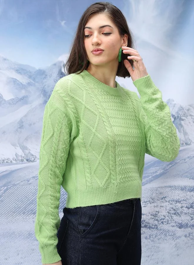 طوكيو توكيز سويتر بتفاصيل محبوكة وياقة دائرية