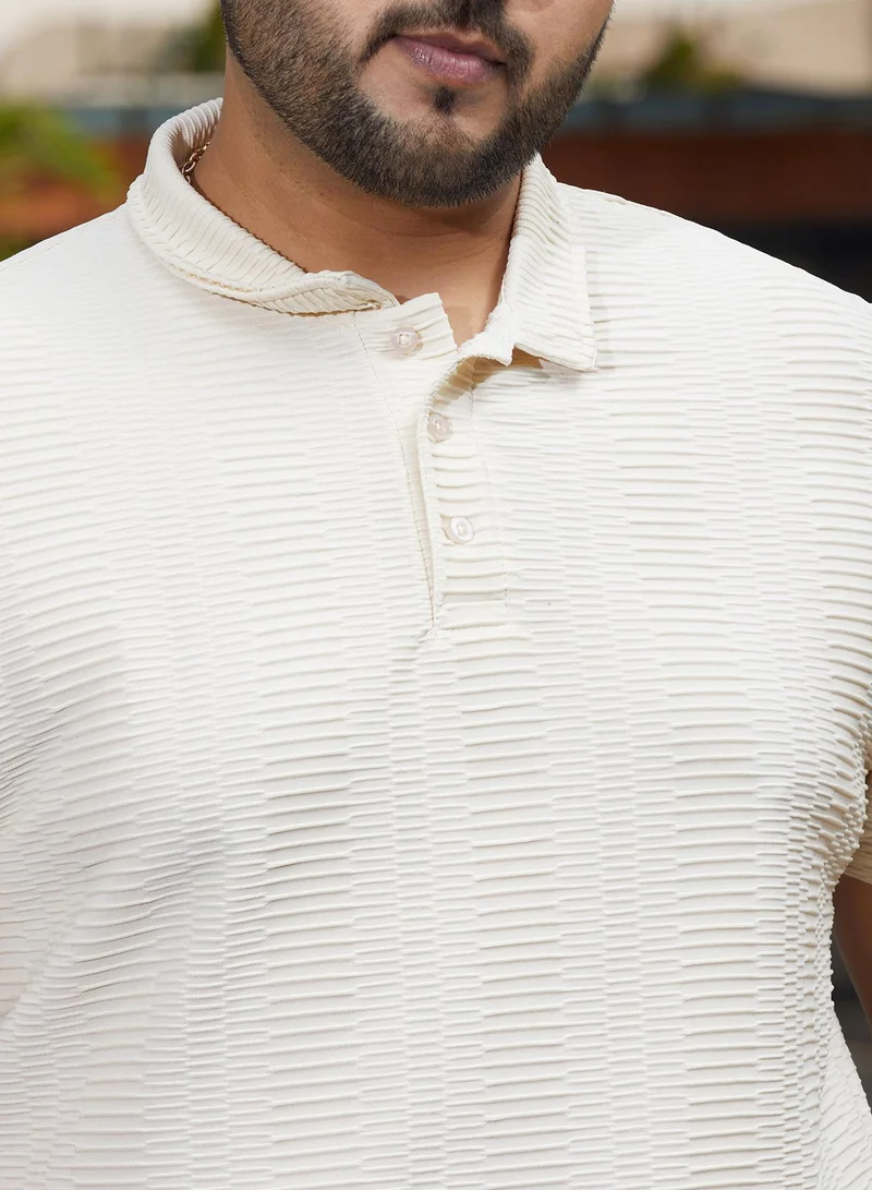Instafab Plus  Men's Banana Yellow Flatten-Ruched Polo T-Shirt for Men | Best Price UAE