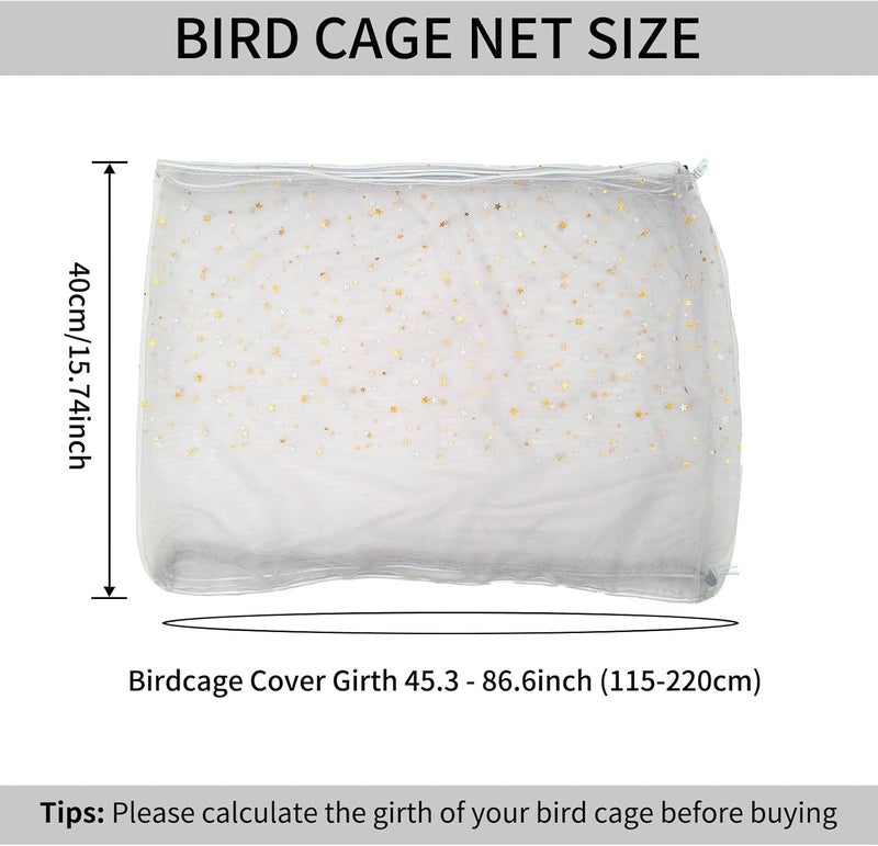 LYMOI Bird Cage Cover, Birdcage Nylon Mesh Net Cover, Bird Cage Seed Catcher, Universal Birdcage Cover, Birdcage Nylon Mesh Net Cover Skirt Guard for Parakeet Macaw African Round Square Cage. (Gray) - Image 2