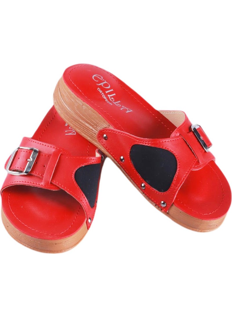 Epilla Women's Red Full Orthopedic Daily Epin Heel Spur Slippers  - Image 2