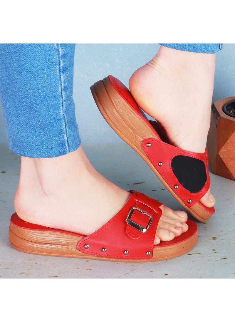 Epilla Women's Red Full Orthopedic Daily Epin Heel Spur Slippers  - Image 1