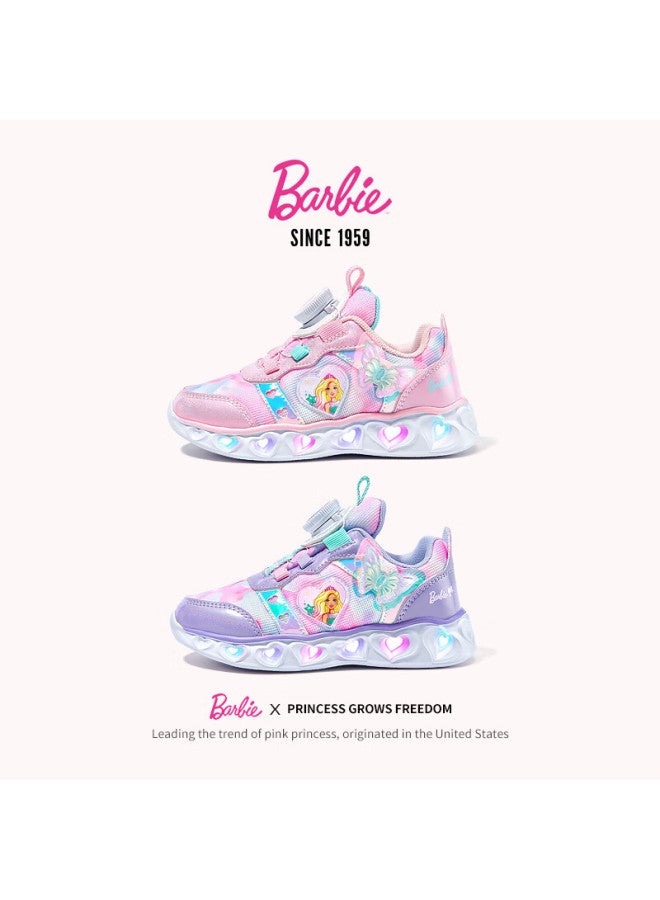 Barbie Babi Children's Shoes, Girls' Rotary Buckle Spring And Autumn Dad Shoes, Light-up Sneakers, Girls' Da6558, Pink, Size 28 - Image 3