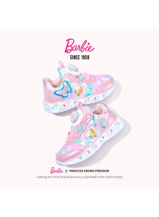 Barbie Babi Children's Shoes, Girls' Rotary Buckle Spring And Autumn Dad Shoes, Light-up Sneakers, Girls' Da6558, Pink, Size 28 - Image 2