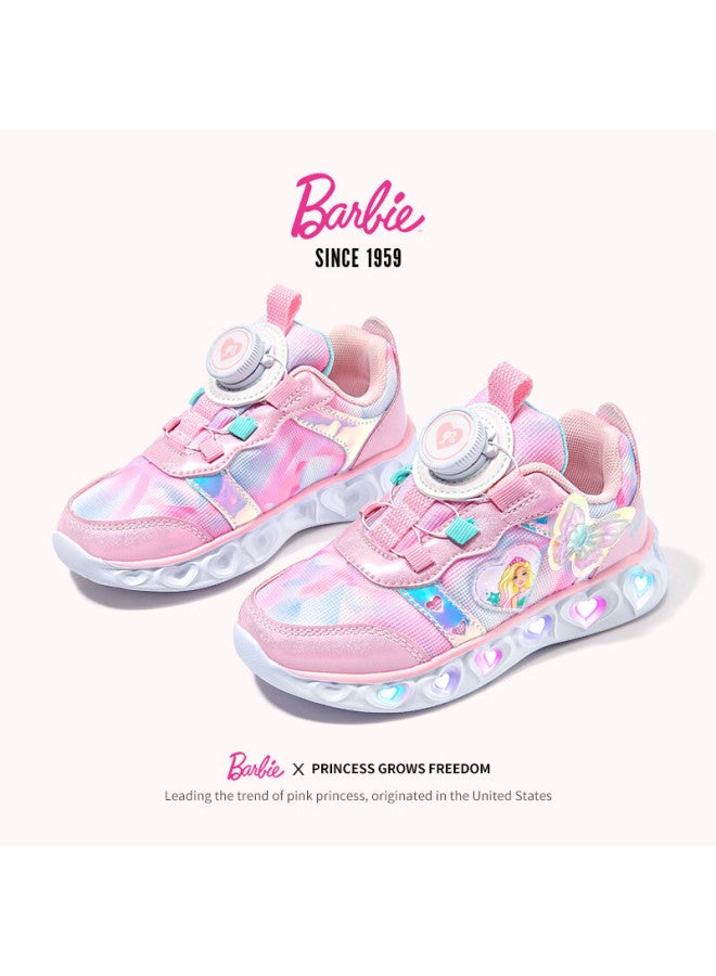 Barbie Babi Children's Shoes, Girls' Rotary Buckle Spring And Autumn Dad Shoes, Light-up Sneakers, Girls' Da6558, Pink, Size 28 - Image 4