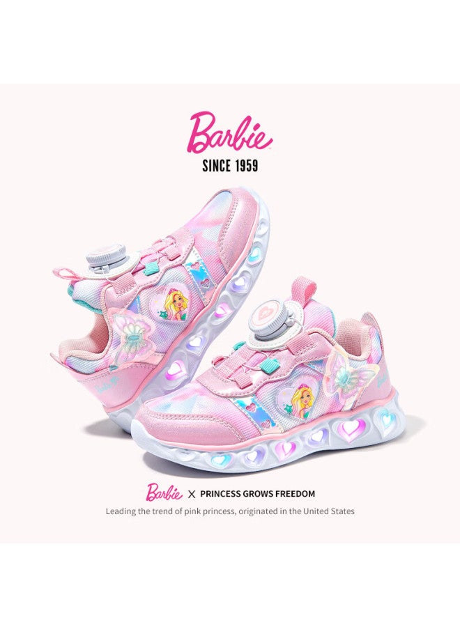 Barbie Babi Children's Shoes, Girls' Rotary Buckle Spring And Autumn Dad Shoes, Light-up Sneakers, Girls' Da6558, Pink, Size 28 - Image 5