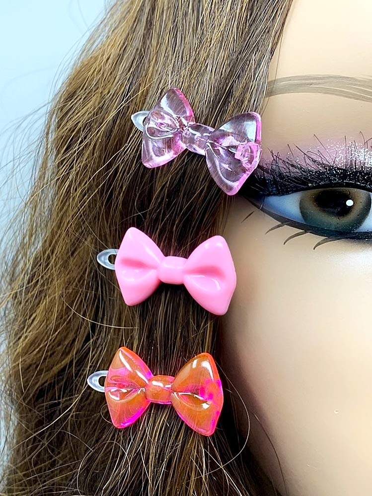 Tara Girls Self Hinge Plastic Mini Bow Hair Barrettes - Pink & White - 20 Pcs. by Tara - Image 4