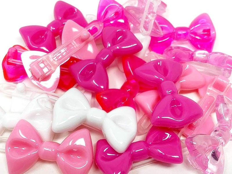 Tara Girls Self Hinge Plastic Mini Bow Hair Barrettes - Pink & White - 20 Pcs. by Tara - Image 2