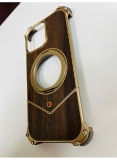 Raxoom Wood Metal Frame Case Cover Compatible for IP 16 pro max | Titanium-Walnut Brown  - Image 5