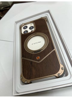 Raxoom Wood Metal Frame Case Cover Compatible for IP 16 pro max | Titanium-Walnut Brown  - Image 2