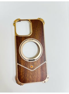 Raxoom Wood Metal Frame Case Cover Compatible for IP 16 pro max | Titanium-Walnut Brown  - Image 3
