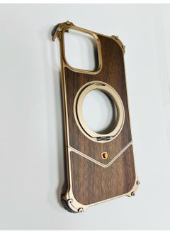 Raxoom Wood Metal Frame Case Cover Compatible for IP 16 pro max | Titanium-Walnut Brown  - Image 4