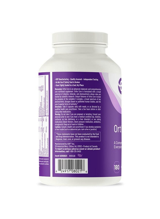 AOR, Ortho Core, Nutritional Support for Foundational Health and Energy, Multivitamin and Mineral Supplement, Vegan, 30 servings (180 capsules) - Image 3