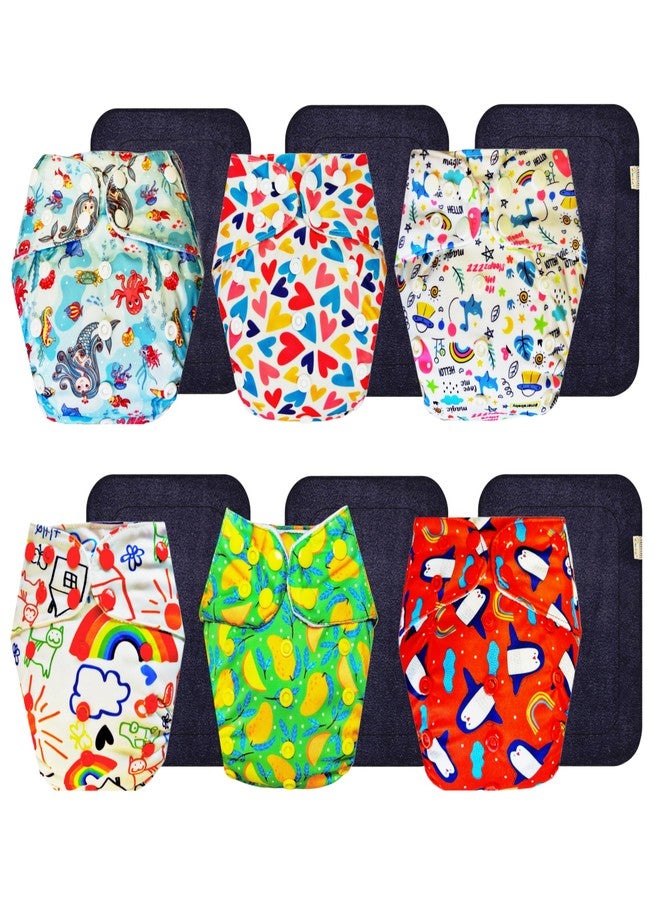 Dumbledo Premium Cloth Diaper with Black Insert (Pack of 6) | Snug Fit | 6-Layer Absorbent Pad | Adjustable Snaps | Trusted by Moms | 3 Months - 3 Years | Unisex Baby - Image 1