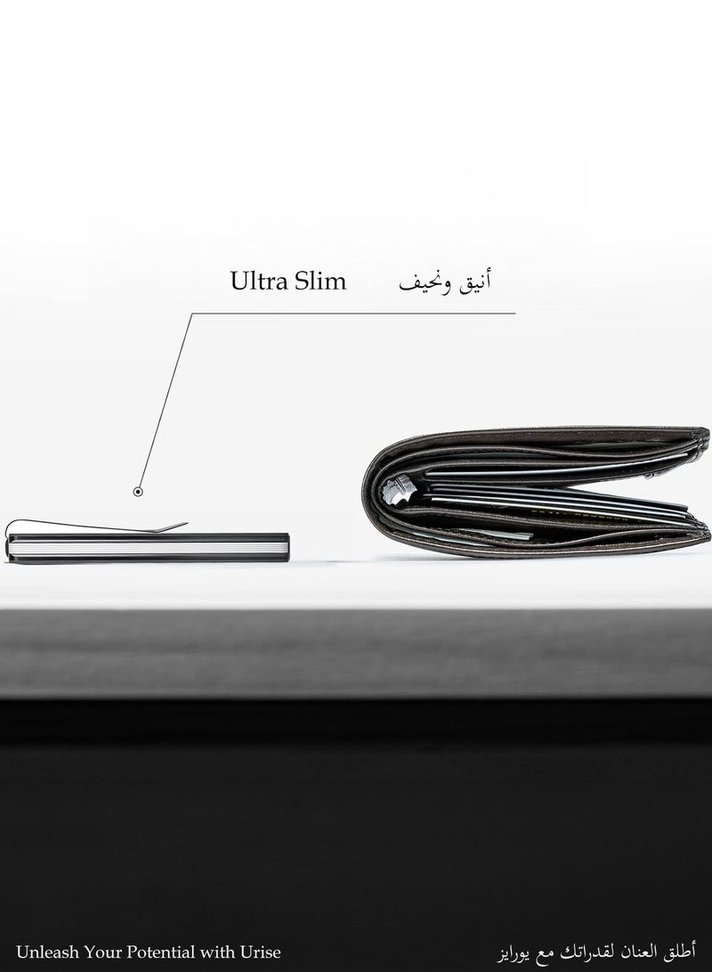 يورايز محفظة رجالية فاخرة – حجب RFID، تصميم بسيط، حامل بطاقات ونقود، متينة، سعة متعددة للبطاقات - Image 2