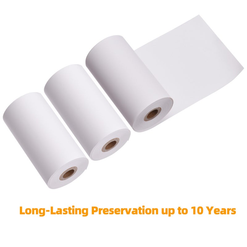 Thermal Paper Roll: 3 Rolls/Pack 6.8 Meters Each 10-Year Storage - Smooth Blank White Thermal Paper for PAPERANG P1/P1S/P2/P2S Pocket Thermal Printer, Photo Memo Journal Note Printing - Image 4