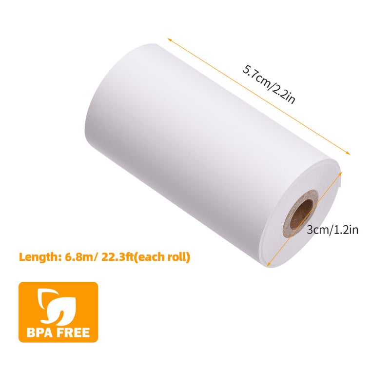 Thermal Paper Roll: 3 Rolls/Pack 6.8 Meters Each 10-Year Storage - Smooth Blank White Thermal Paper for PAPERANG P1/P1S/P2/P2S Pocket Thermal Printer, Photo Memo Journal Note Printing - Image 5